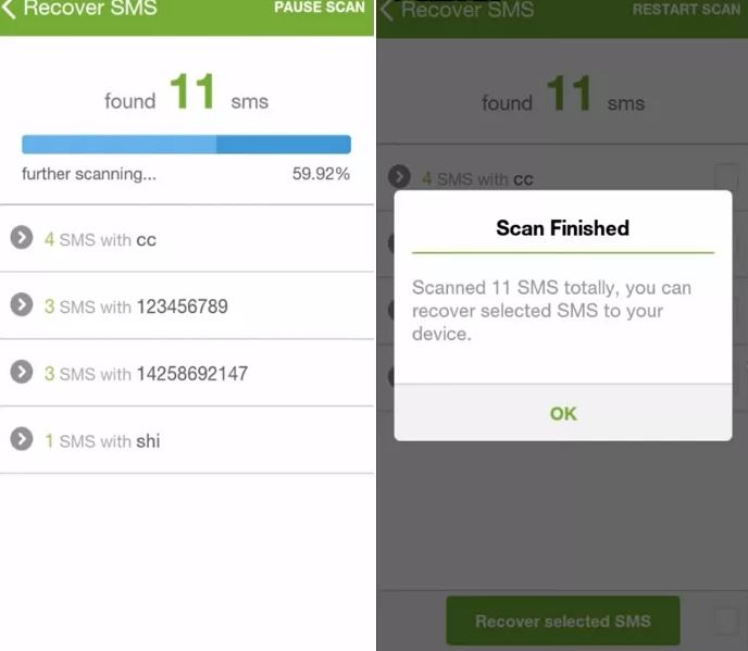 アプリ GT リカバリ ステップ 2 | 削除されたテキスト メッセージを Android から取得する