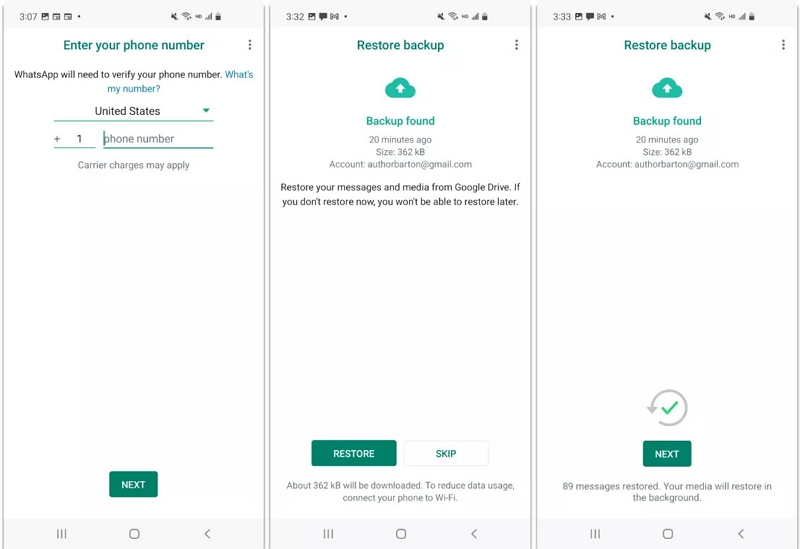 Google ドライブ経由の手順 2 | 削除された WhatsApp オーディオを Android から復元