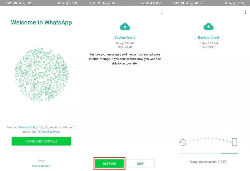 ローカルバックアップからステップ2 | 削除されたWhatsAppオーディオをAndroidから復元