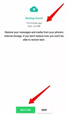 Google ドライブからステップ 2 | 削除された WhatsApp メッセージを Android から復元