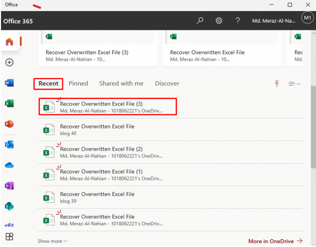 OneDrive の手順 2 | 削除された Excel ファイルを回復する