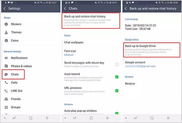 Google ドライブから | Android で Kik メッセージを取得する