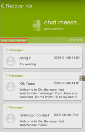 GT リカバリ ツールの使用 | Android で Kik メッセージを取得する