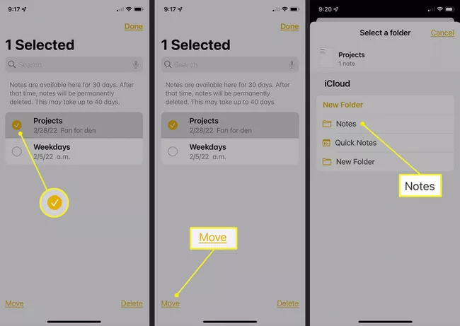最近削除したアルバムの手順 2 | iPhone で削除したメモを復元する方法