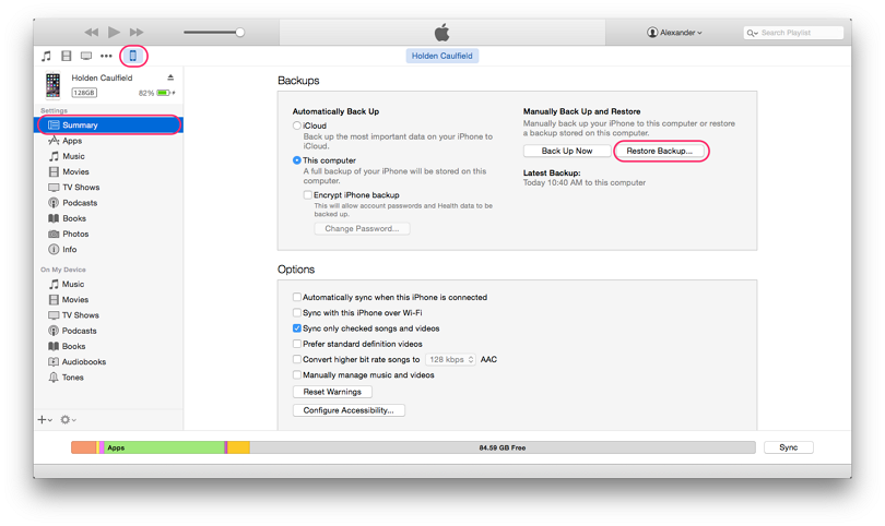 iTunes を使用 | 削除された Snapchat の思い出を iPhone で復元