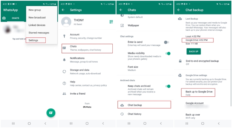 Google Drive 経由のステップ 3 | 削除された WhatsApp 通話履歴を取得する