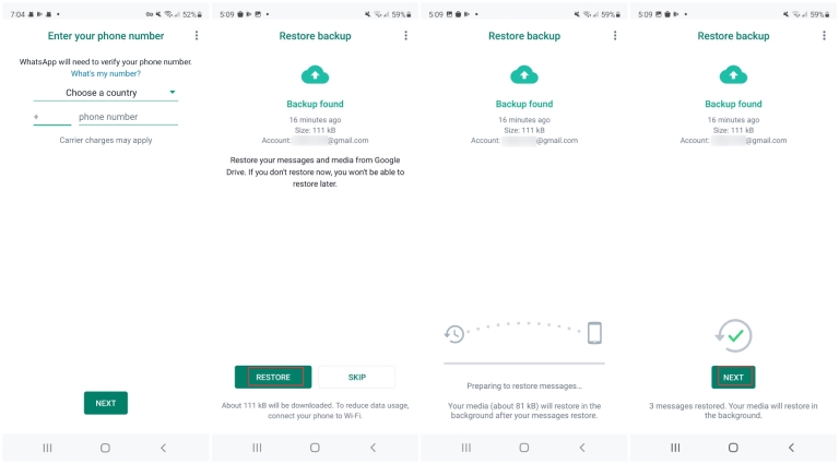 Google ドライブ経由の手順 6 | WhatsApp 通話履歴の回復 Android