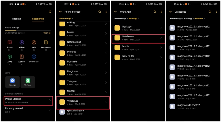ローカルバックアップからステップ2 | WhatsApp通話履歴の回復Android