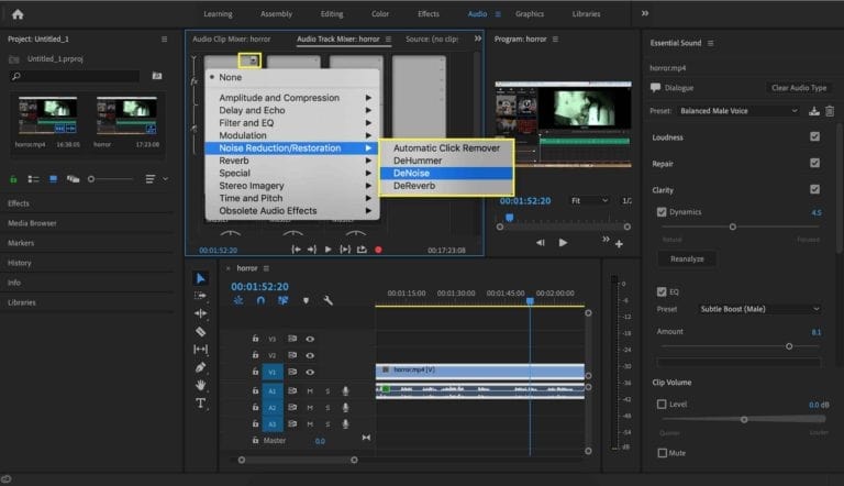 Adobe Premiere Pro でヒスノイズを除去する手順 3