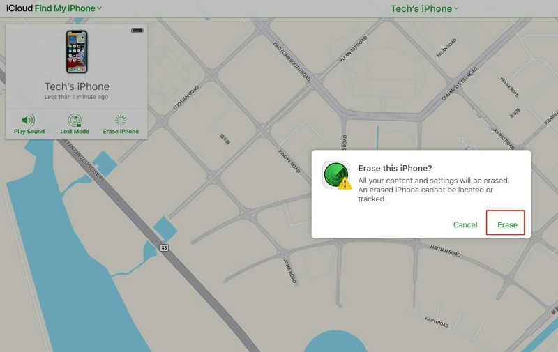 iCloud で iPhone を探す手順 4 | iPhone のパスコードを回復する方法