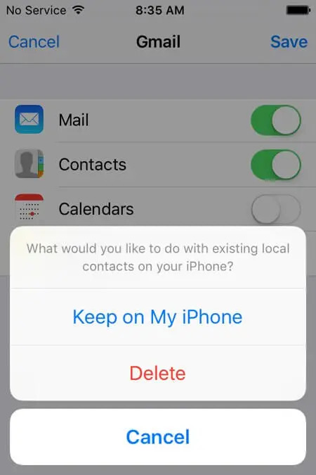 Gmail経由の手順7 | コンピューターなしでiPhoneから削除された連絡先を復元する