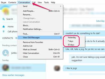 古いメッセージを確認する | Androidで削除されたSkypeメッセージを復元する方法