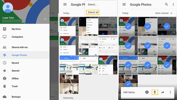 Google フォトの使用手順 3 | 削除された写真を復元する Samsung