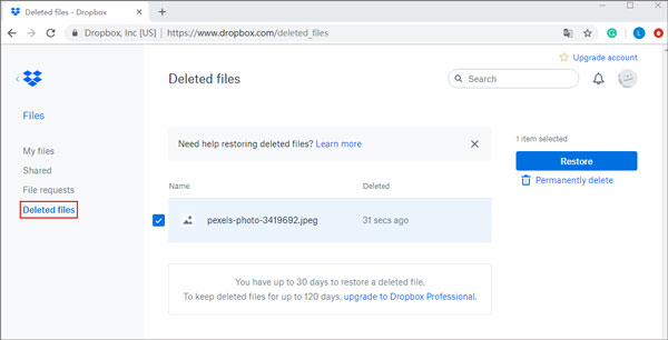 Dropbox を使用 | Samsung 削除されたビデオの回復