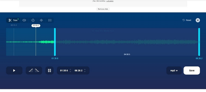 MP3Cut ステップ 3 | Windows 10 でオーディオを切り取る