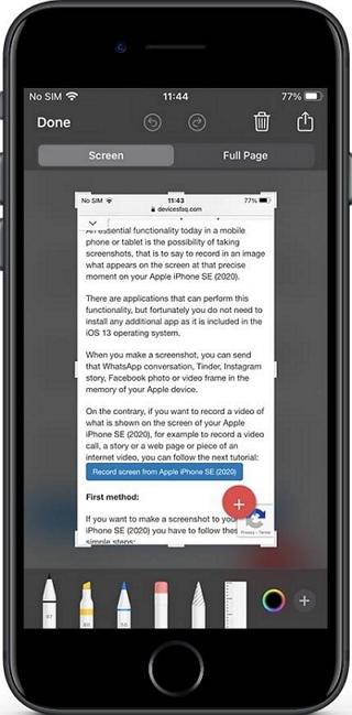 スクロールスクリーンショットを撮る手順 2 | iPhone のスクリーンキャプチャ