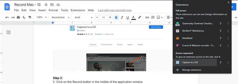 キャプチャー to GIF を使用する手順 2 | Mac で画面 GIF を記録する