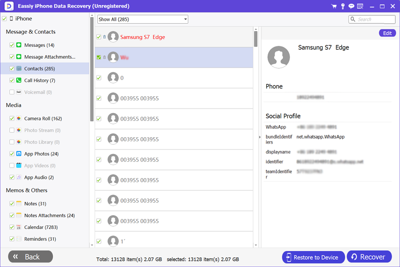 簡単な iPhone データ復旧手順 4 | iPhone で Gmail の連絡先を復旧