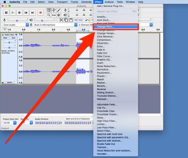 Audacity 経由 ステップ 2 | 音声ピッチの変更