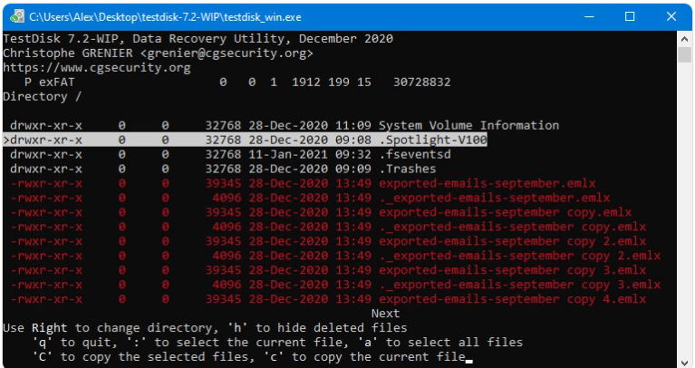 TestDisk | サンディスク SD カードの回復