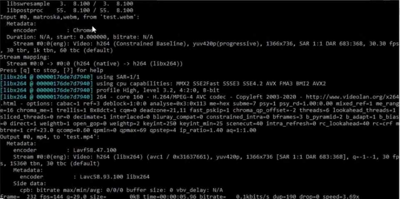 FFMPEG ステップ 9 | webm から mp4 へ