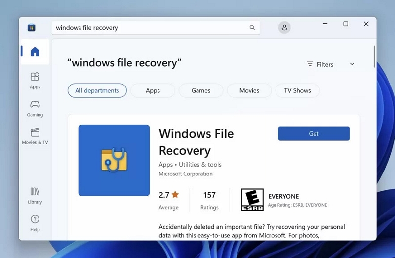 Windows ファイル回復組み込みツール ステップ 1 | Windows 10 回復 USB