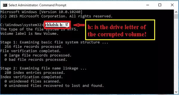 CHKDSK コマンドを使用する | 破損した SD カードの回復