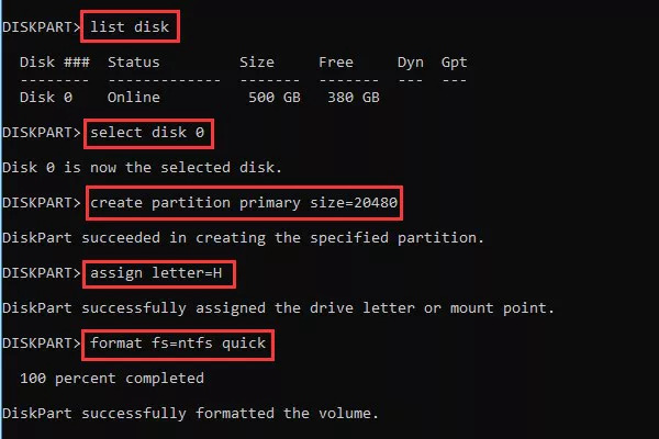 CMD コマンドで Diskpart を使用する | 破損した SD カードの回復