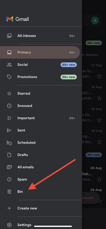 ゴミ箱経由の手順 4 | iPhone の Gmail から完全に削除されたメールを復元する方法