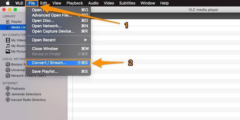VLC メディア プレーヤーでステップ 1 | QuickTime の mov を mp4 に変換する