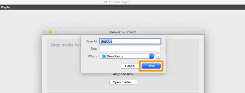 VLC メディア プレーヤーでステップ 4 | QuickTime の mov を mp4 に変換する