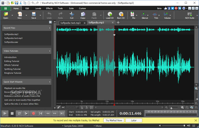 WavePad オーディオ編集ソフトウェア