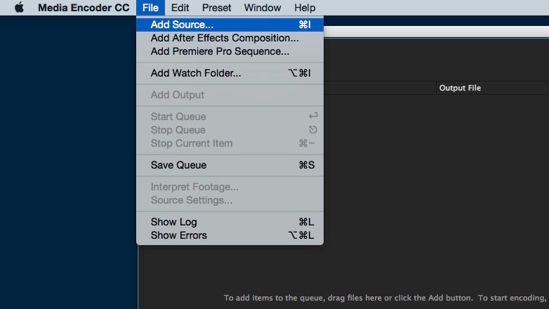 Adobe Media Encoder ステップ 1 | ウェブサイトの背景用にビデオを圧縮する
