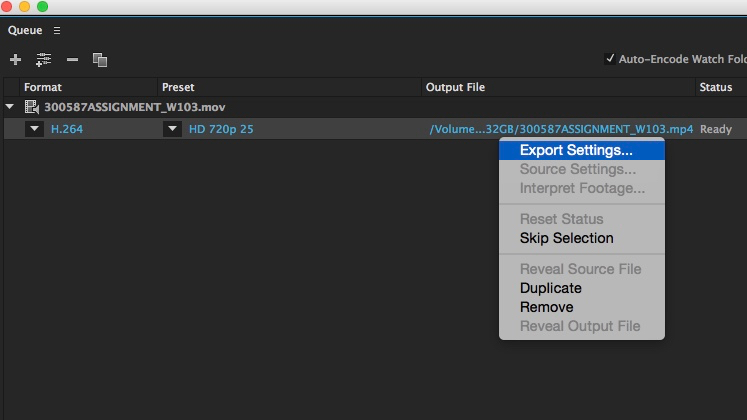 Adobe Media Encoder ステップ 5 | ウェブサイトの背景用にビデオを圧縮する