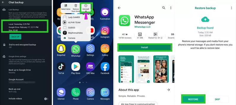 Google ドライブ経由 | WhatsApp 画像の削除と回復 Android
