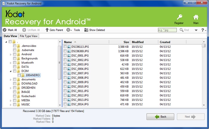 復元されたデータ | yodot android データ復旧